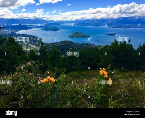 View from Cerro Otto across Nahuel Huapi lake and national park, Bariloche, PatagoniaAä ...