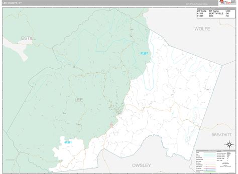 Lee County, KY Wall Map Premium Style by MarketMAPS