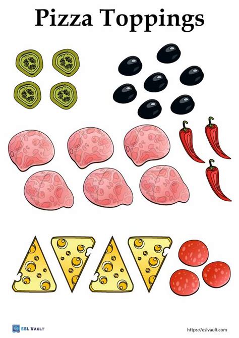 Printable Pizza Toppings Clipart