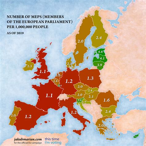 Number of Members of the European Parliament by country in 2019