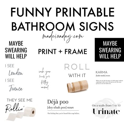 9 Stylish Free Funny Bathroom Printables | Made In A Day