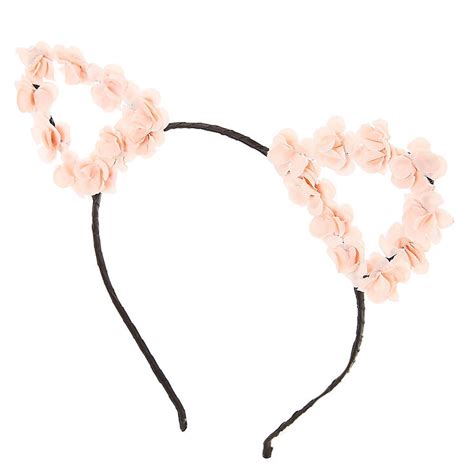 Light Pink Floral Cat Ears Headband | Claire's US