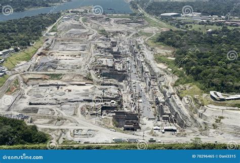 Aerial View of the Third Set of Locks Construction Site, Panama Canal ...