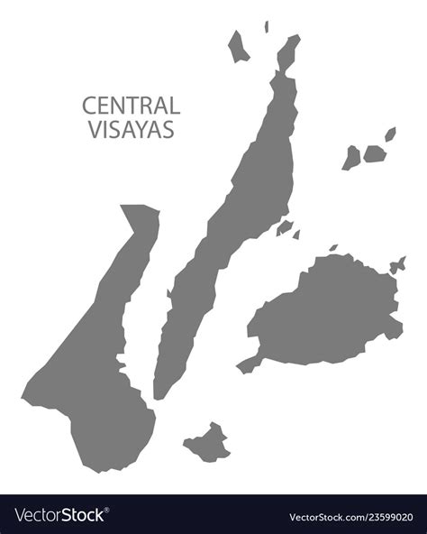 Central visayas philippines map grey Royalty Free Vector