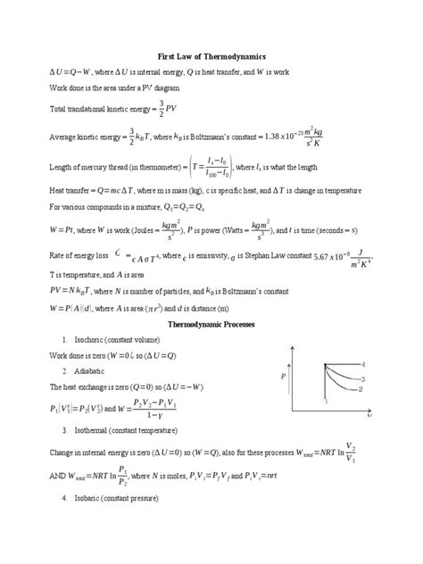 Thermodynamics Cheat Sheet | PDF | Heat | Temperature