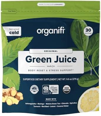 Organifi Green Juice - Powder Supplement with Organic Spirulina, Ashwagandha, and Chlorella ...