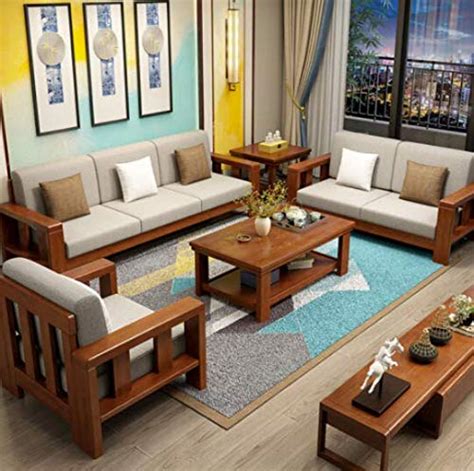 SAAMENIA FURNITURES Sheesham Wood 6 Seater Sofa Set for Living Room ...