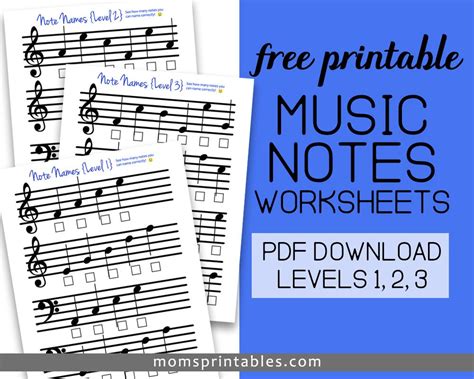 Free Printable Music Notes Worksheets - Mom's Printables | Music notes ...