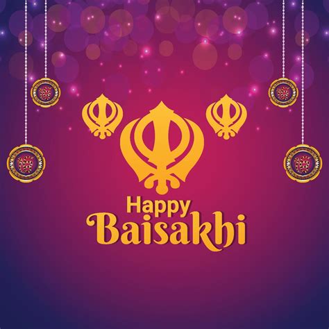 Happy vaisakhi background with sikh symbol khanda sahib 2157056 Vector ...