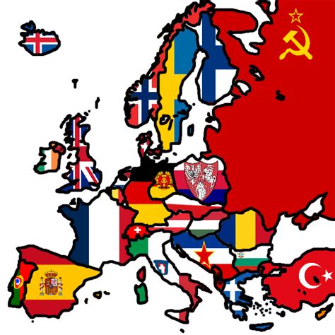 Flag map of Europe from 1945 - 1989 : r/vexillology