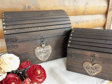 Wedding Card Box Med Size Rustic Wood Chest with CARD SloT