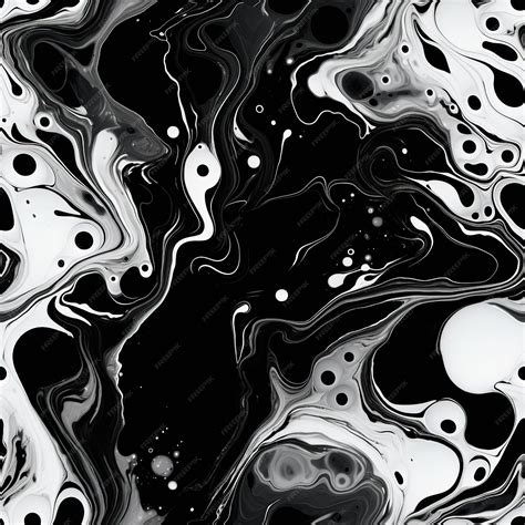 Premium AI Image | acrylic pouring pattern black and white colors