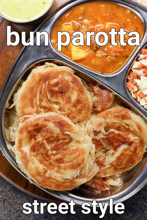 bun parotta recipe | madurai bun paratha recipe | street food bun parata