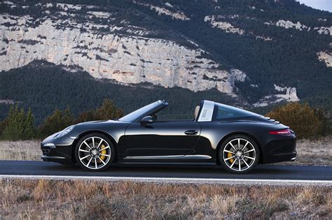 Fotos von Porsche 2014 911 Targa 4S Luxus Schwarz auto Seitlich