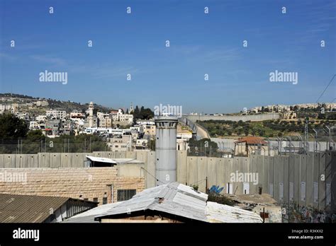 Israel, West Bank, Bethlehem, Israeli-built West Bank Wall surrounding ...