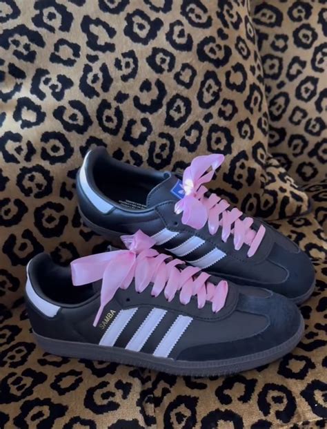 Pink Ribbon Laces Sambas for Stylish Sneaker Lovers