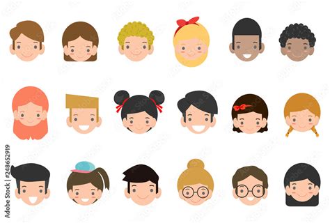 Avatars collection of cute kids. Vector illustration of different ...