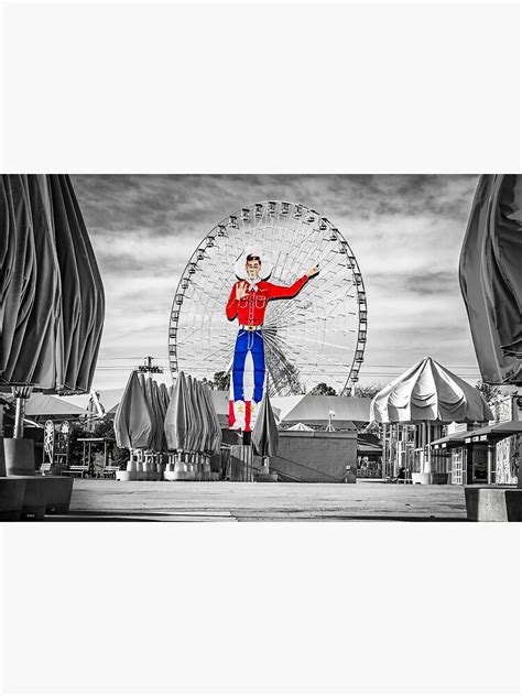 "Dallas Big Tex Neon And Texas Star Ferris Wheel At Fair Park - Selective Color Edition" Poster ...