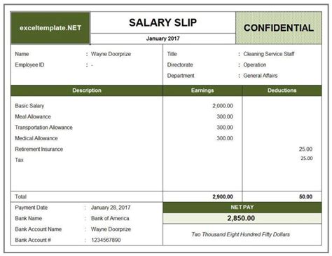 Salary Slip Template | Excel templates, Word template, Invoice template word