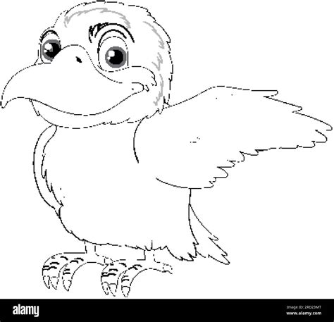 A cartoon illustration of a native Australian Kookaburra bird with one wing outstretched ...