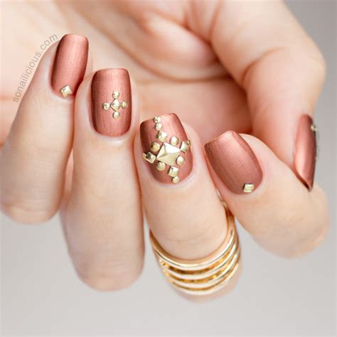 Matte Metallic Studded Nails