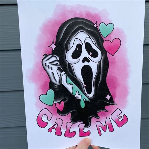 Ghostface Scream Cute Pink Girly Art Print Original Artwork - Etsy | Girly art, Halloween ...