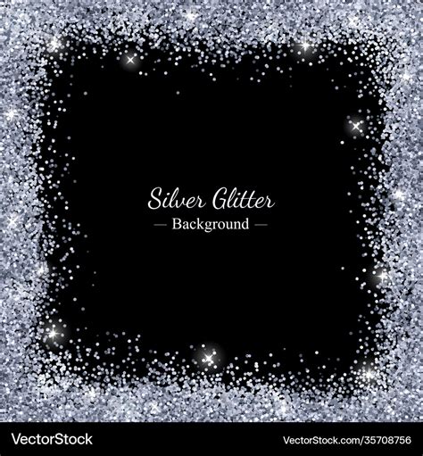 Silver glitter border frame Royalty Free Vector Image