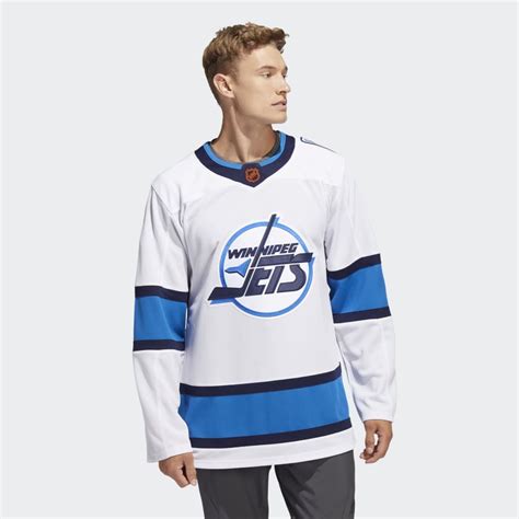 adidas Jets Authentic Reverse Retro Wordmark Hockey Jersey - White ...