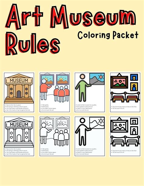 Art Museum Rules Coloring Packet and Instructional Aid | Art museum ...