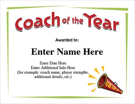 Cheerleading Coach of the Year Certificate - Template