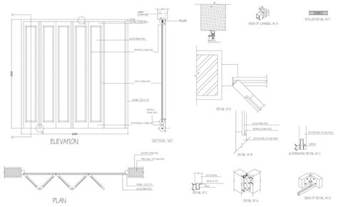 Sliding folding door plan, elevations, sections with all fixing details - Built Archi