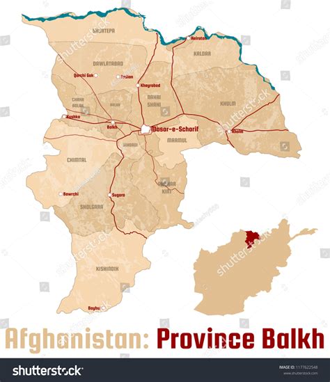 Large Detailed Map Afghan Province Balkh Stock Vector (Royalty Free ...