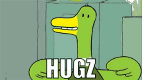 Air Hug Hugz Cute Green Duck Cartoon GIF | GIFDB.com