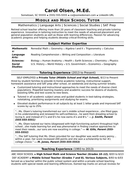 Tutor Resume Sample