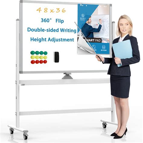 SUODUN Mobile Whiteboard,Rolling Magnetic Whiteboard 48 x 36 Inches ...