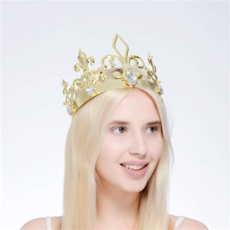 Buy DcZeRong King Crown Costume Round Metal Crystal Tiara Adult Male Standard Size Crowns Men ...