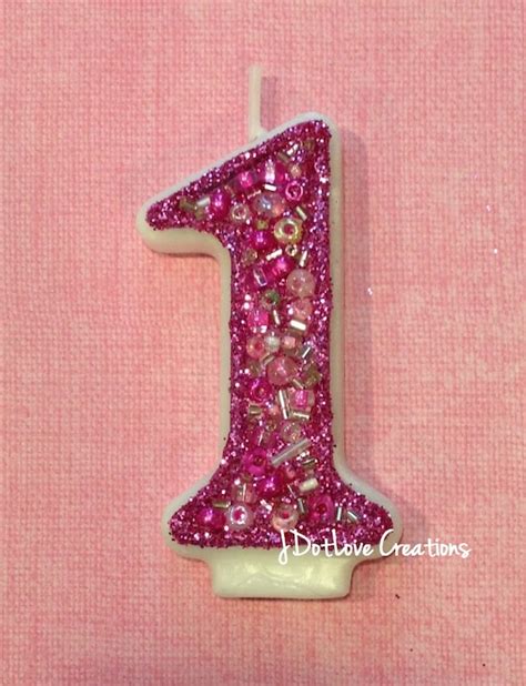 Sparkly Hot Pink Birthday Candle Number One 1 1st Birthday