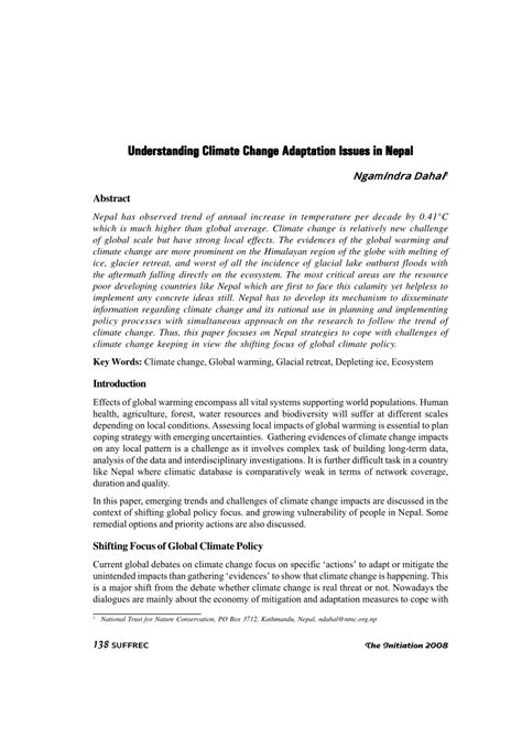 (PDF) Understanding Climate Change Adaptation Issues in Nepal