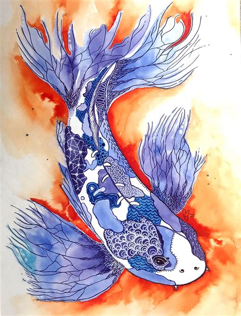 Koi Fish by me, @sea.bee.art! Excited to share some of my older work ...