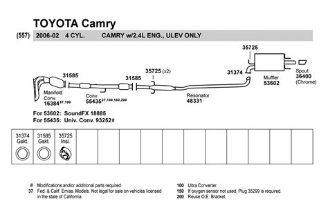 2002 Toyota camry exhaust system