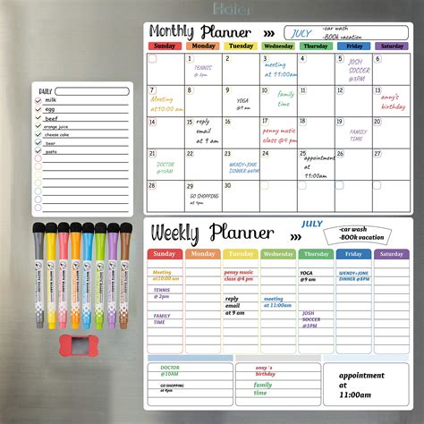 Buy VILLEXUN Magnetic Whiteboard Weekly Planner Board Set-Including ...