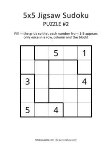 5x5 Jigsaw Sudoku Puzzle #1