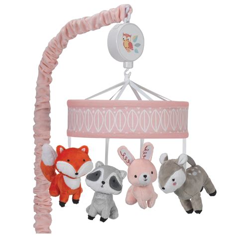 Lambs & Ivy Little Woodland Musical Baby Crib Mobile - Gray, Coral ...