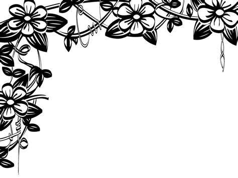 Flower border black and white flower clip art flower border ... | Flower border clipart, Clip ...