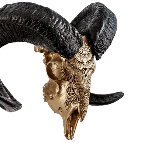 Carved Ram Skull - Golden Boho