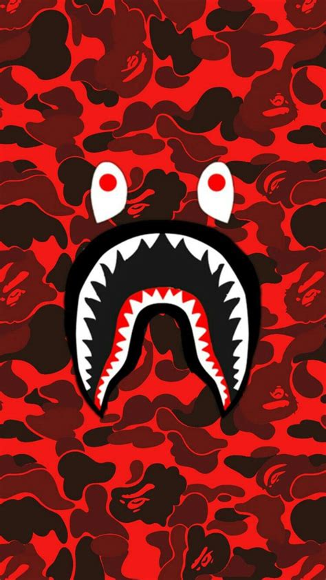 Bape Shark Face Red Camo Wallpaper