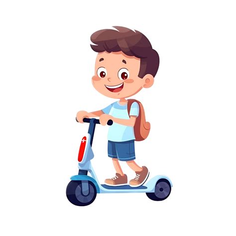 Boy Riding Scooter Cartoon Clipart 24637580 PNG