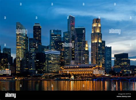 Singapore skyline at night Stock Photo - Alamy