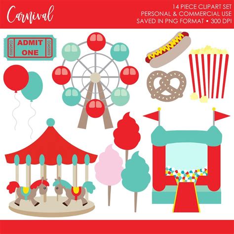 Carnival Clipart,carnival Clip Art,ferris Wheel Clipart,carousel Clipart,bounce House Clipart ...