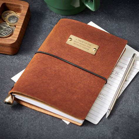 Personalised Leather Journal With Brass Plate By Man Gun Bear | notonthehighstreet.com